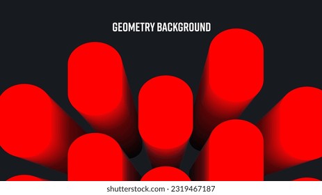 Vector geometric background, gradient red ovals on black backdrop, shape blend 3d, abstract elements for digital cover. Banner template with presentation design for business. Fashion bright poster