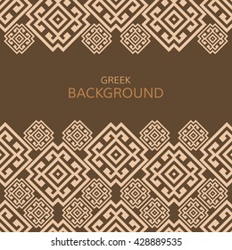 Vector geometric background greek style. Meander border for design. Ethnic frame.