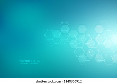 Vector geometric background from hexagons. Abstract molecular structure and chemical elements. Medical, science and technology concept