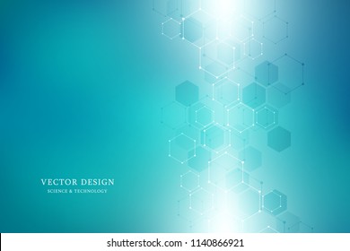 Vector geometric background from hexagons. Abstract molecular structure and chemical elements. Medical, science and technology concept