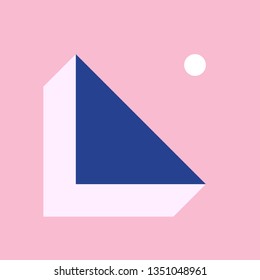 Vector Geometric Background in Material Design style. Universal Simple Minimalistic Colorful Pattern based on Grid and keyline shapes. Artwork for Business Web Presentation Cover Fabric. Indigo Pink