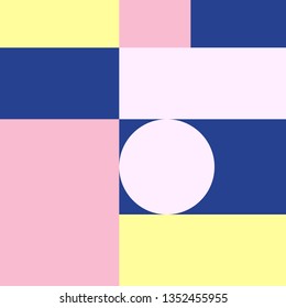 Vector Geometric Background in Material Design style. Universal Simple Minimalistic Colorful Pattern based on Grid and keyline shapes. Artwork for Business Web Presentation Cover Fabric. Indigo Pink
