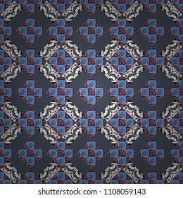 Vector geometric background, mosaic pattern in blue, violet and gray colors, graphic design. Geometric abstract background, geometric seamless pattern, shapes, tiles, stylized art.