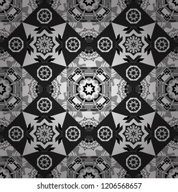 Vector geometric background, mosaic pattern in gray, black and white colors, graphic design. Geometric abstract background, geometric seamless pattern, shapes, tiles, stylized art.