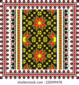 vector geometric background on the motives of Russian and Ukrainian folk art