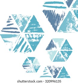 Vector geometric background with place for text. Abstract creative concept for flyer, invitation, greeting card, placards, diary, notebook, poster design. Grunge hexagon background.