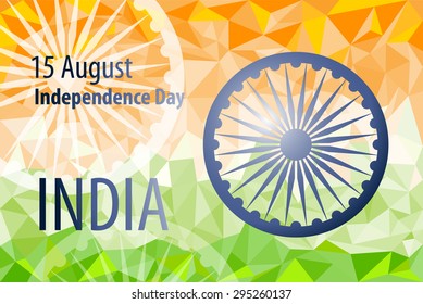 Vector geometric background in polygonal style. Vector illustration concept Indian Independence Day celebrations.