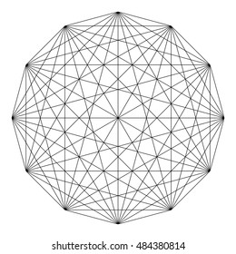 Vector geometric background. Sacred Geometry Symbol. Black and white pattern.