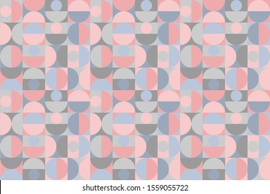 Vector geometric background in scandinavian style with circles and semicircles