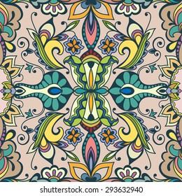 Vector geometric background seamless pattern. Tribal ethnic ornament. Arabic indian motif, lace fabric texture.