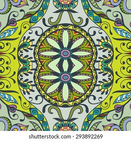 Vector geometric background seamless pattern. Tribal ethnic ornament. Arabic indian motif, lace fabric texture.