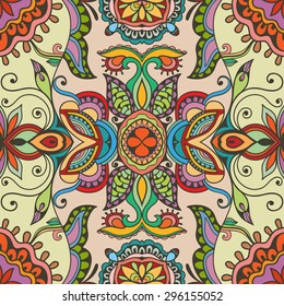 Vector geometric background seamless pattern. Tribal ethnic ornament. Arabic indian motif, lace fabric texture.