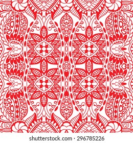 Vector geometric background seamless pattern. Tribal ethnic ornament. Arabic indian motif, lace fabric texture.