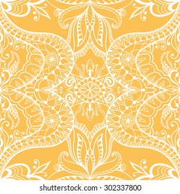 Vector geometric background seamless pattern. Tribal ethnic ornament. Arabic indian motif, lace fabric texture.