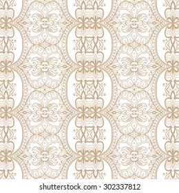 Vector geometric background seamless pattern. Tribal ethnic ornament. Arabic indian motif, lace fabric texture.