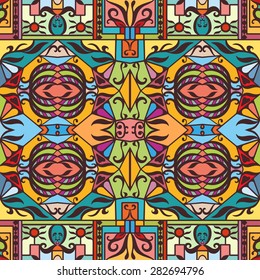 Vector geometric background with seamless texture. Tribal ethnic ornament. Islamic arabic pattern.