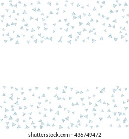 Vector geometric background with silver glitter triangles on white background. 