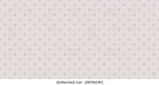 Vector geometric background with small diamond shapes, tiny rhombuses, dots. Abstract golden seamless pattern. Luxury gold and gray texture. Modern repeat design for decor, print, fabric, wallpapers
