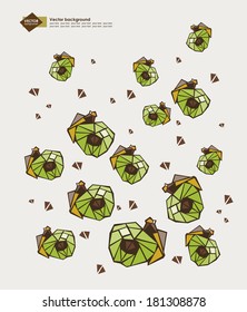 Vector geometric background with stylized apples   