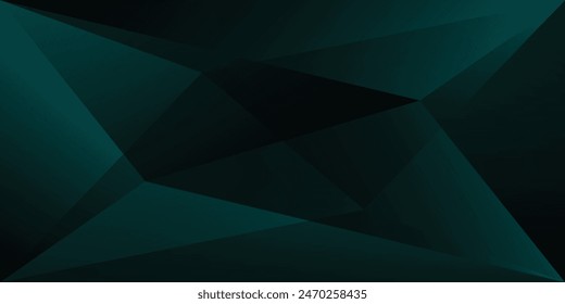 Vector. Fondo geométrico con Formas triangulares. Diseño verde oscuro para Web, Anuncios y cabeceras.