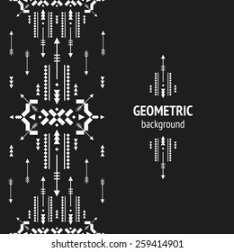 Vector Geometric background, Tribal seamless pattern, ethnic collection, aztec stile on black background