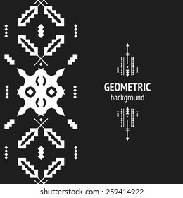 Vector Geometric background, Tribal seamless pattern, ethnic collection, aztec stile isolated on black background