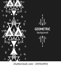 Vector Geometric background, Tribal seamless pattern, ethnic collection, aztec stile on black background
