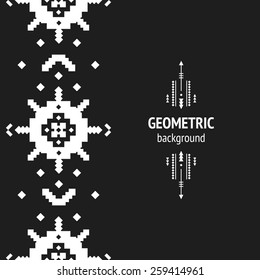 Vector Geometric background, Tribal seamless pattern, ethnic collection, aztec stile isolated on black background