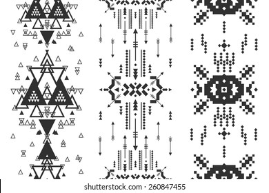 Vector Geometric background, Tribal seamless pattern, ethnic collection, aztec stile isolated on white background