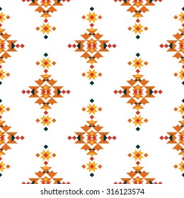 Vector Geometric background, Tribal seamless pattern, ethnic collection, colorful aztec style on white background