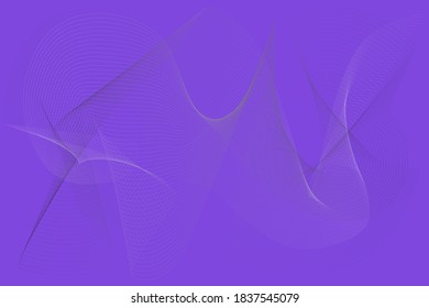 Vector geometric background of ultrathin lines in blue, lilac colors. A wavy shape of black and white lines with a gradient fill in a lilac-blue space.
