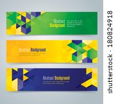 Vector geometric banner in Brazil flag concept. Can be used in cover design, website background or advertising. 