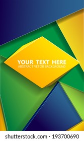 Vector geometric banner in Brazil flag concept. Can be used in cover design, website background or advertising.