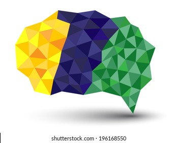 Vector geometric banner in Brazil flag concept. Can be used for promotion about soccer festival.