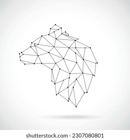 Vector geometric Bear illustration. Simple polygonal wild animal head emblem. Side view. Bear in the form of constellation.
