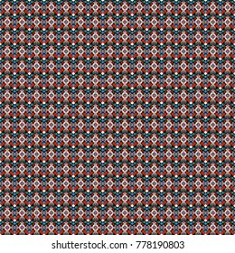 Vector geometric black, blue and red flat seamless pattern.