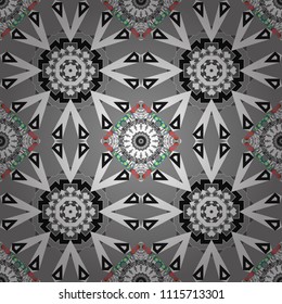 Vector geometric black, gray and white flat seamless pattern.