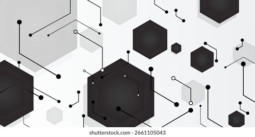 Plantilla de Fondo de pantalla hexagonal negro geométrico de Vector