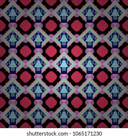 Vector geometric black, pink and blue flat seamless pattern.