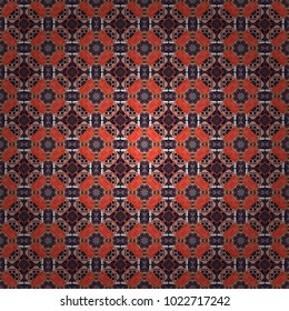 Vector geometric black, red and orange seamless background.