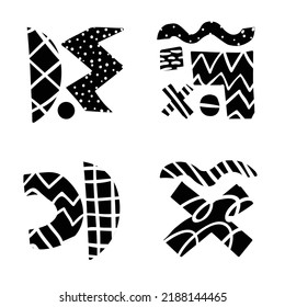 Vector geometric black and white abstract set of shapes