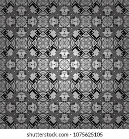 Vector geometric black, white and gray seamless background.