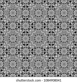 Vector geometric black, white and gray flat seamless pattern.