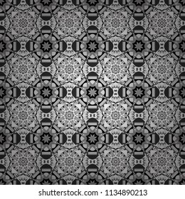 Vector geometric black, white and gray flat seamless pattern.