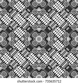 Vector geometric black, white and gray seamless background.