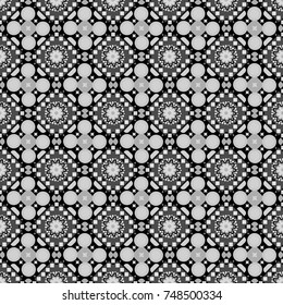 Vector geometric black, white and gray flat seamless pattern.