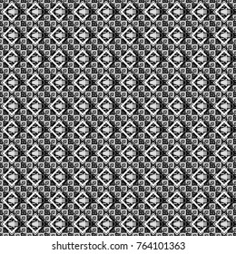 Vector geometric black, white and gray flat seamless pattern.