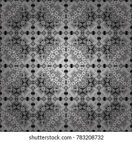Vector geometric black, white and gray flat seamless pattern.