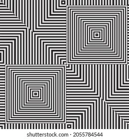 Vector geometric black and white seamless pattern background, endless Modern stylish monochrome, optical, zigzag, strip lines art design,