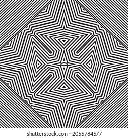 Vector geometric black and white seamless pattern background, endless Modern stylish monochrome, optical, zigzag, strip lines art design,